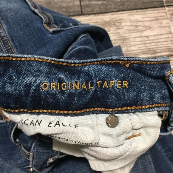 American Eagle Original Taper Jeans Men’s 30x32 Blue Distressed Next Level Flex - Picture 9 of 10